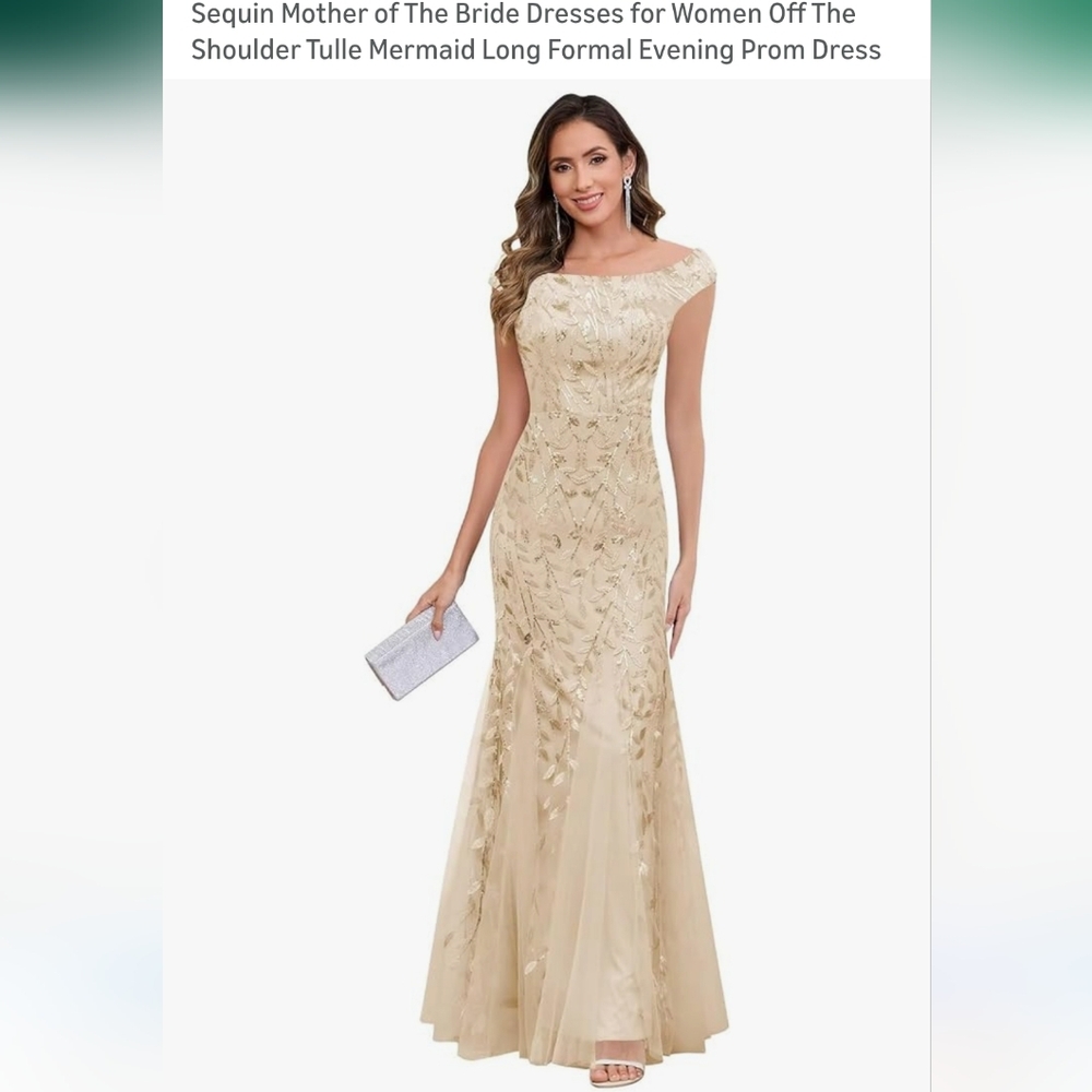 Elegant Champaign/Gold Evening Gown